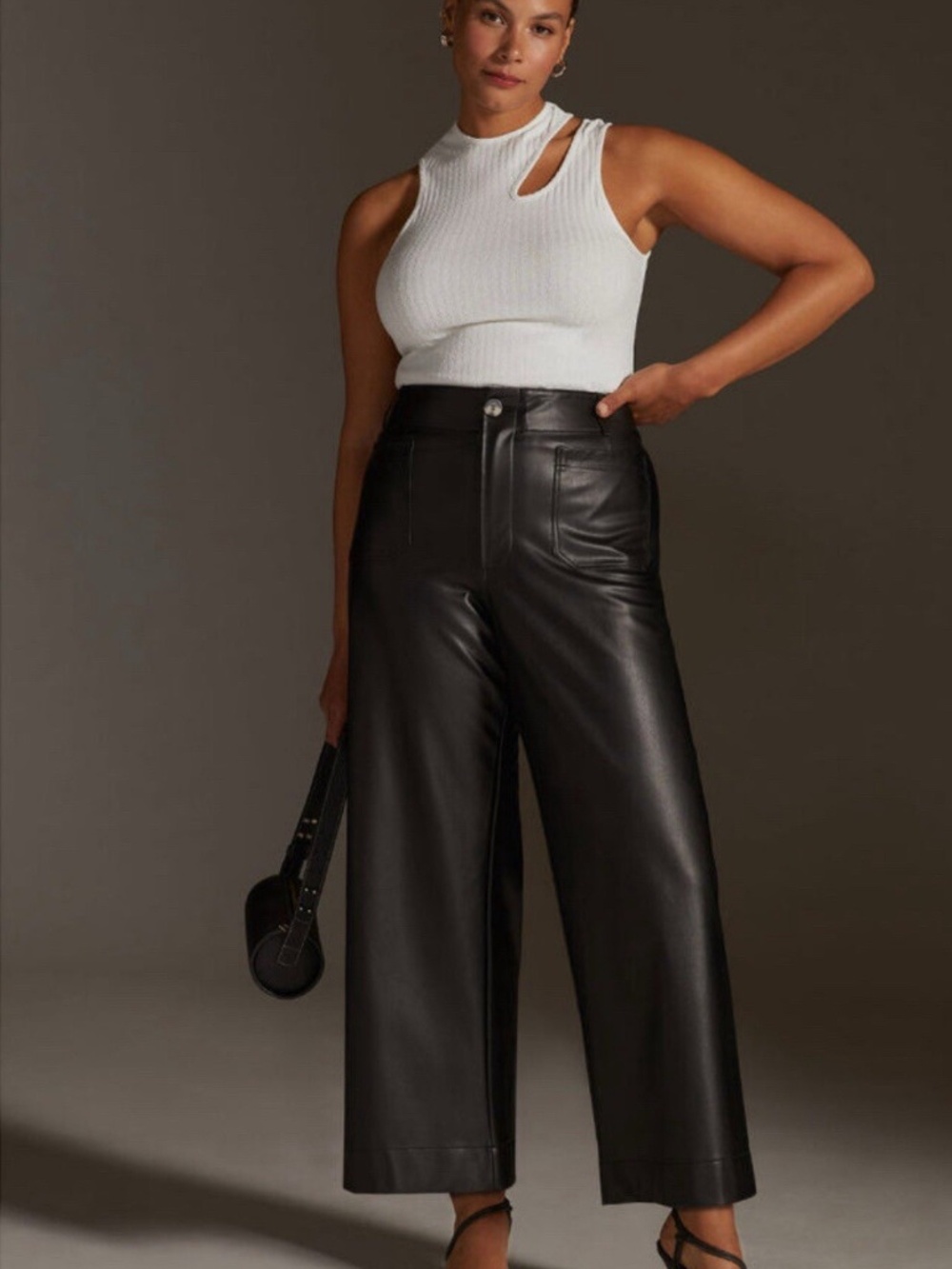 Anthropologie Maeve The Colette Cropped Vegan Leather Trousers Sz 30